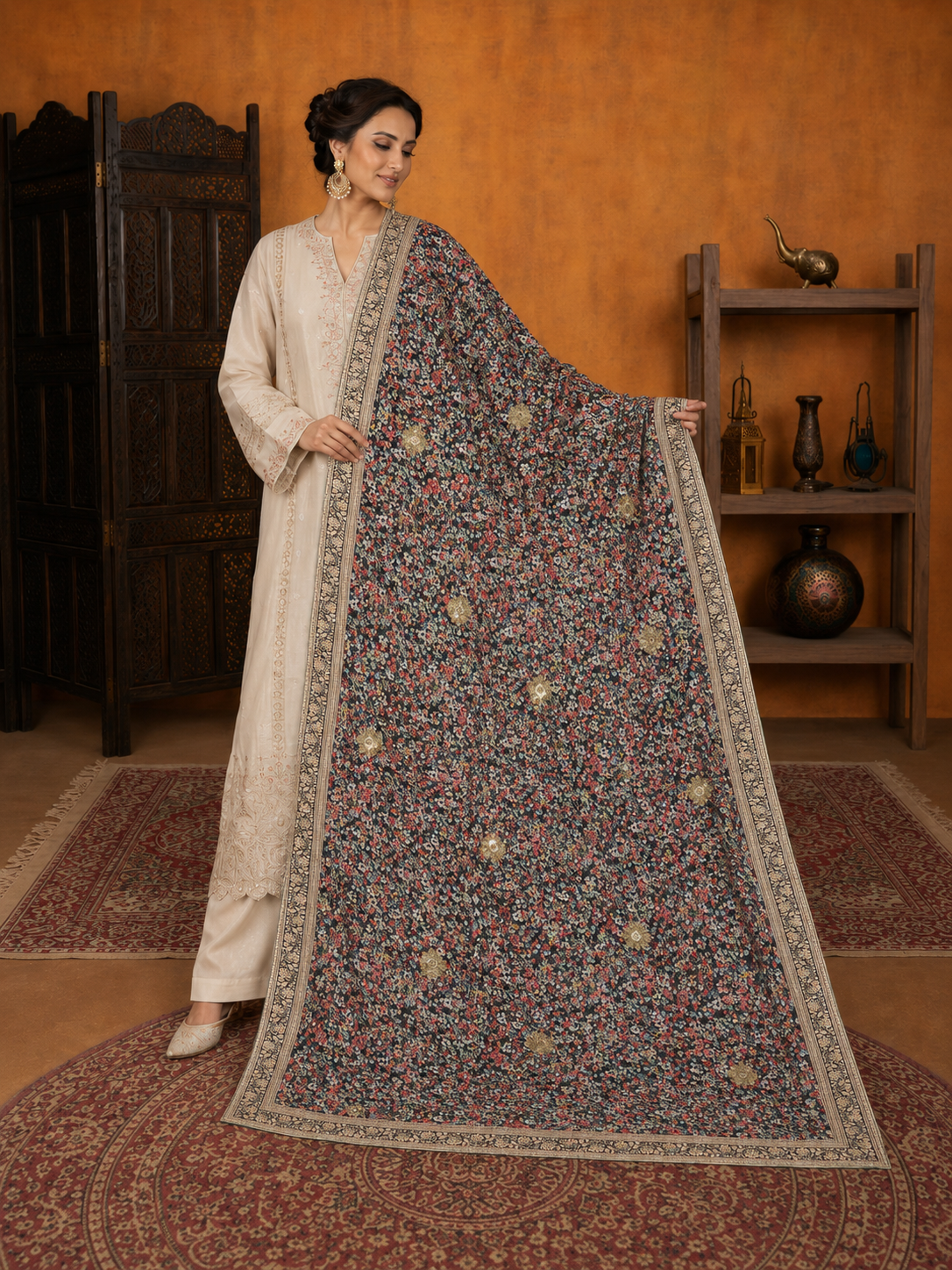 Gulrez Noir Shawl - Image 2
